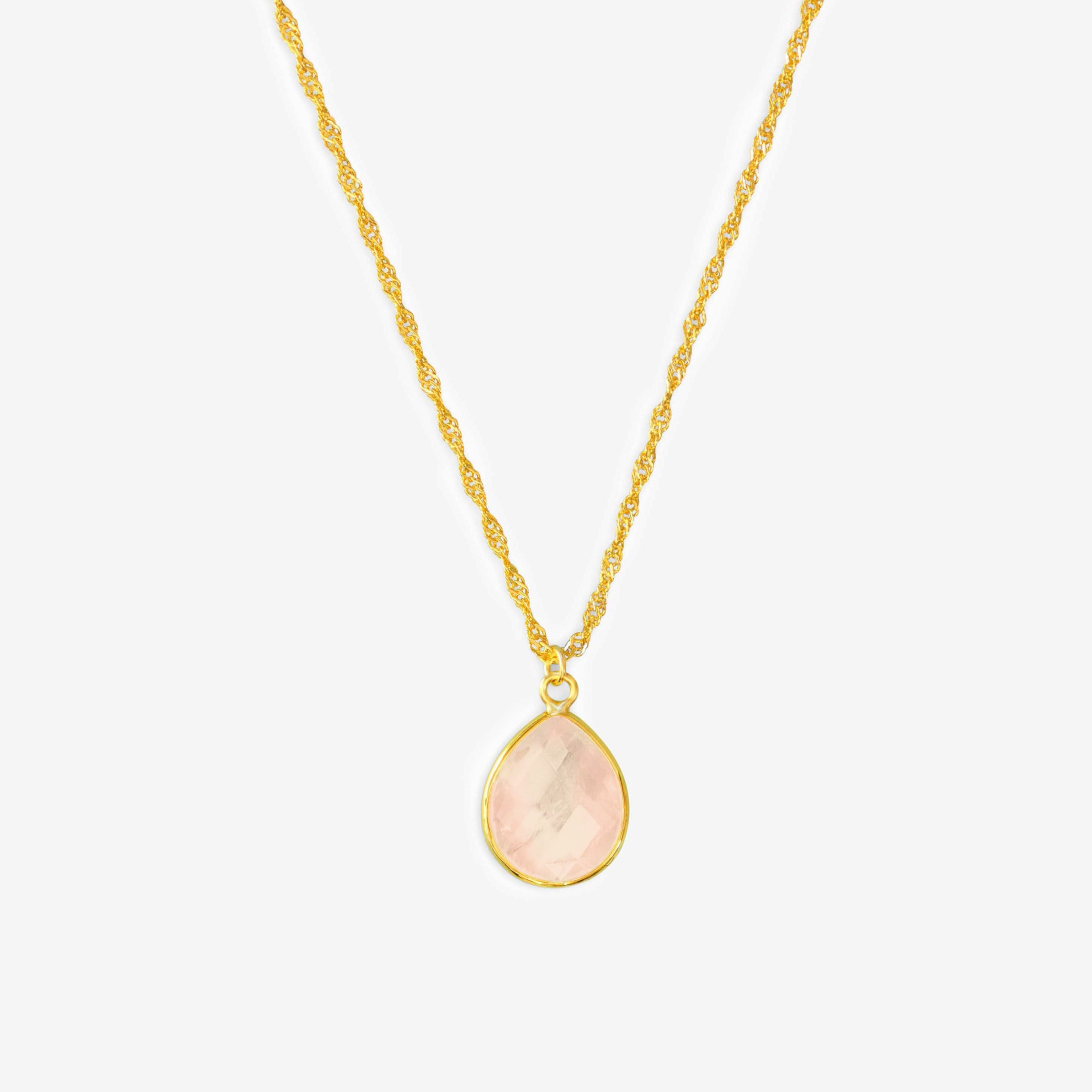 Luna Halskette Rosenquarz - Gold